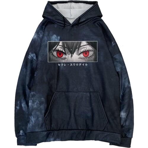 Funny Anime Eyes Hoodies Women/Men Black Clover Long Sleeve Hooded Sweatshirt Men Hoodies