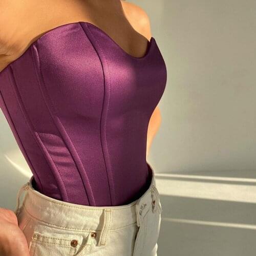 Townlike Wrap Breast 2021 Summer Strapless Corset Slim Sexy Crop Top Women Backless Short Corset Top With Fishbone Female Mujer