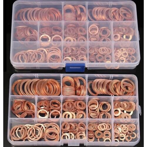 280/250/200/120Pcs Copper Sealing Solid Gasket Washer Sump Plug Oil For Boat Crush Flat Seal Ring Tool Hardware Accessories Pack