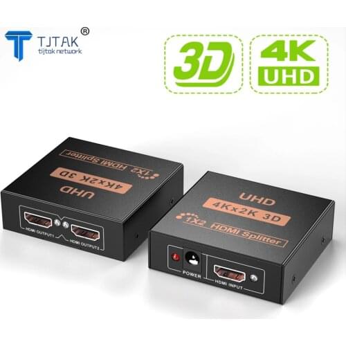 TJTAK 4K HDMI-compatible Splitter1x2 Full HD 1080P Video HDMI Switch Switcher 1 in 2 out Amplifier Adapter For HDTV DVD PS3 Xbox