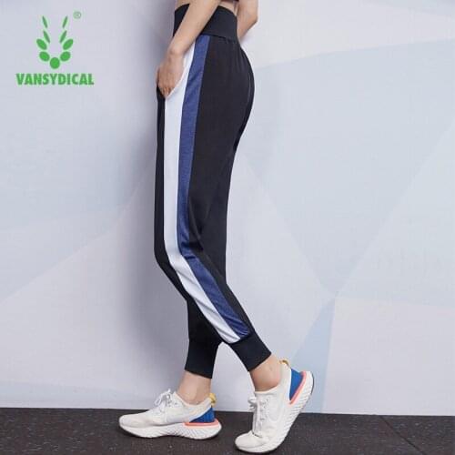 VANSYDICAL Jogging Pants Women Striped Yoga Pants Sport Gym Breathable Female Running Training Fitness Workout Casual Trousers