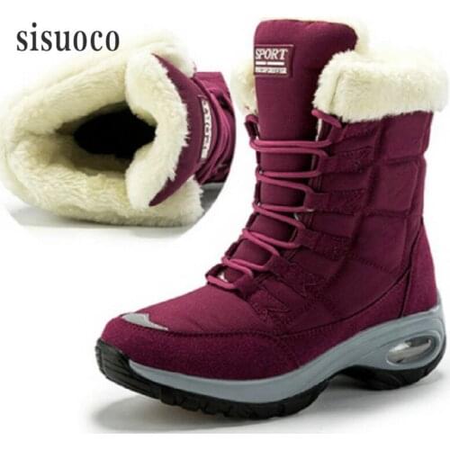 2021 New Winter Women Boots High Quality Keep Warm Mid-Calf Snow Boots Women Lace-up Comfortable Thicken Boots Chaussures Femme