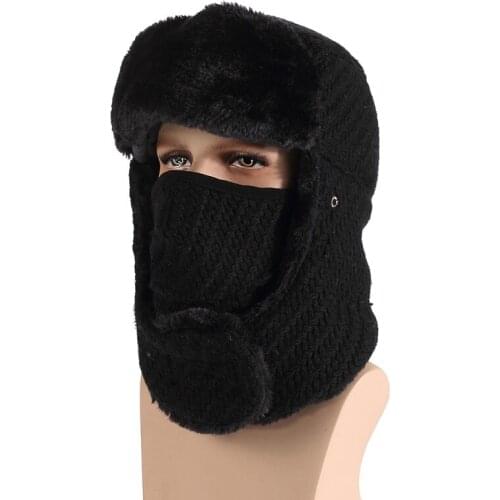 Winter Warm hats Russian aviator hat warm earflaps Protect bomber Hat women&men Thicker Caps with Ear Flaps and Mask