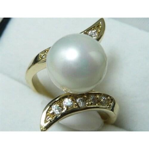 10mm White/pink/purple/red/gray/black/blue/yellow Shell Pearl Ring US Size 6 7 8 9# Girl WOMEN Quartz Ringe Hook