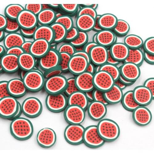 100g/lot Watermelon Slices Polymer Clay Fruits Hot Soft Clay Sprinkles for Toys Arts Decoration DIY Crafts Filler Accessories