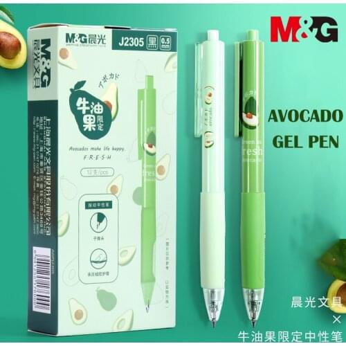 12pcs/box 0.5mm Avocado Limited Gel Pen black ink refill gel pen for school office supplies stationary pens stationery