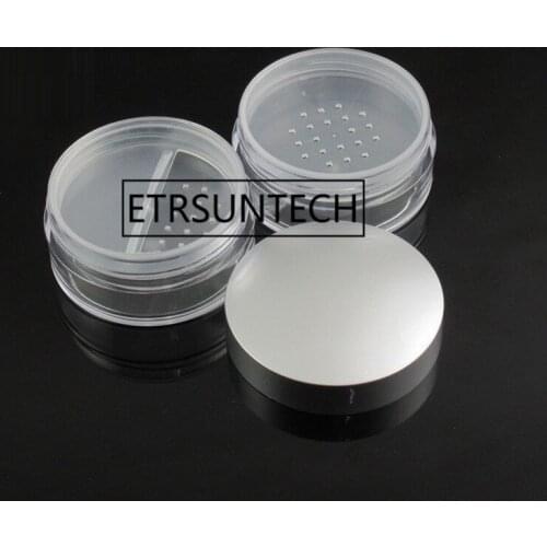 50ml AS Empty Loose Powder Makeup Jar Container Travel Sifter Box Cosmetic Refillable Cosmetic Jar Pot Case with Silver lids