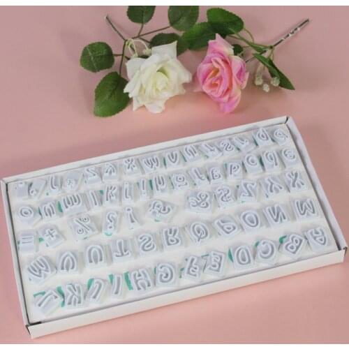 64pcs/set Fondant Cutter Cake Tool Plastic Mold 64 Characters Upper&Lower Case Alphabet Letters Set Cookie Cutters Sugarcraft