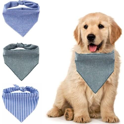 Pet Dog Bandanas Cotton Striped Printed Dog Scarf Adjustable Bibs Scarf Washable For Small And Medium Dogs Pet Accessories S/L