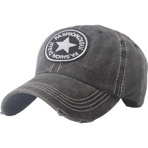 New Star Embroidery Patch Baseball Caps Washed Cotton Cloth Cap Outdoor Sports Sun Hat Men and Women Universal Hip Hop Hats