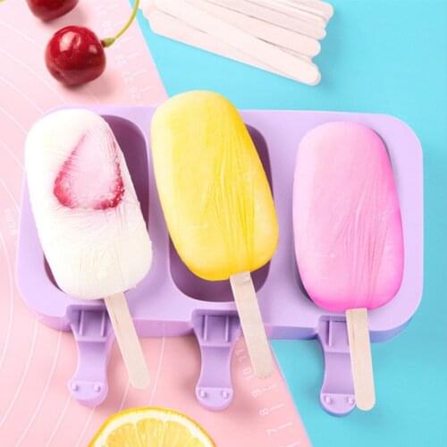 BPA Free Silicone Ice Cream Molds With Lid Cartoon Rabbit Popsicle Mold With 50Pcs Sticks Homemade Diy Ice Pop Maker