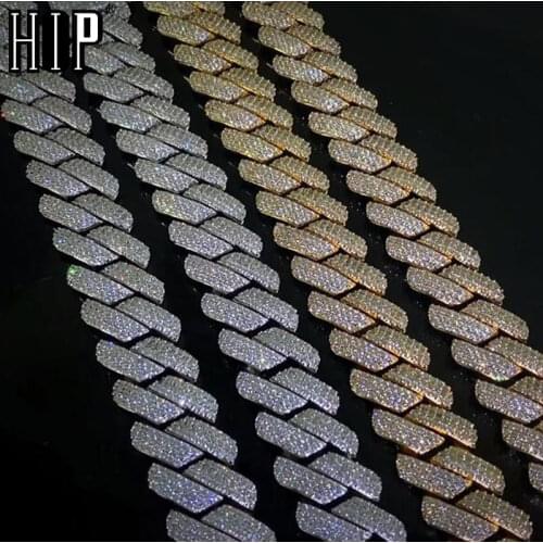 Hip Hop 19MM 3 Row Heavy Cuban Prong Chain Bling Iced Out Box Buckle Copper Setting AAA+ Cubic Zirconia Bracelet For Men Jewelry