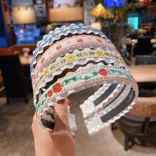 Colorful Floral Cloth Hairband Bezel For Girls Hair Hoop Kids Braided Broad Brim Hair Hoop Headwear Headdress Hair Accessories