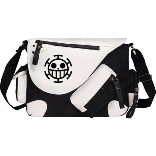 Trafalgar Law Skull Pirates Canvas Casual Zipper Shoulder Bag Crossbody Bags Schoolbags Messenger Gift