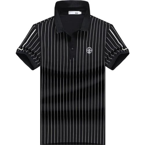 Short-sleeved T-shirt mens lapel cotton stripes 2021 summer new style mens polo shirt mens shirt collar half-sleeved t-shirt