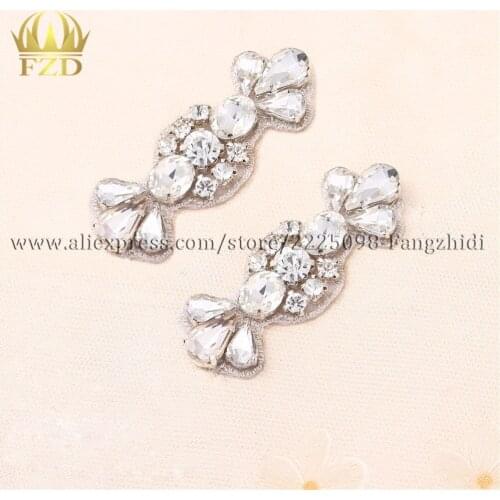 FZD 30 pair Bridal Wedding Beaded Crystal Rhinestones Applique For Woman Shoes Bag Decor Beading Glass Trimming Waistband Patch