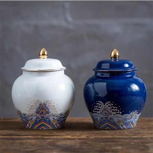 Ceramic Enamel Tea Caddy Jingdezhen Large Household Tea Packaging Box Creative Sealed Candy Storage Jar Porcelain Food Container