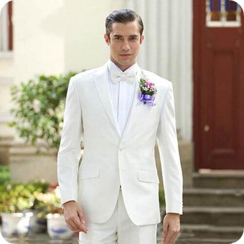 Summer White Men Suits For Wedding Suits Man Blazers Groom Wear Tuxedo Costume Homme 2Pieces Coat Pants Slim Fit Terno Masculino