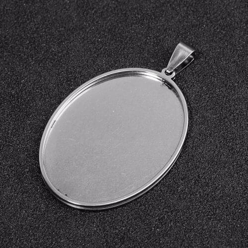 LOULEUR 5pcs/lot 18mm 30mm Stainless Steel Cabochon Cameo Base Tray Bezel Blank Fit Cabochon Necklace Jewelry Making