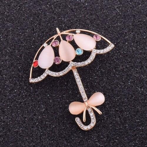 Lovablegirls version of the popular cute small umbrella high-end opal brooch colorful fashion brooch shawl buckle pop brooch