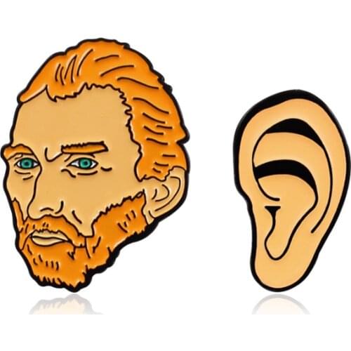 Vincent van Gogh Metal Enamel Pins Van Gogh And Ear Artist Brooch For Women Children Lapel Pin Backpack Badge Jewelry Gift