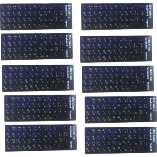 10PCS Ukraine Language Ukrainian Keyboard Sticker Layout Button Letters Durable Alphabet for Universal PC Keyboard Protective