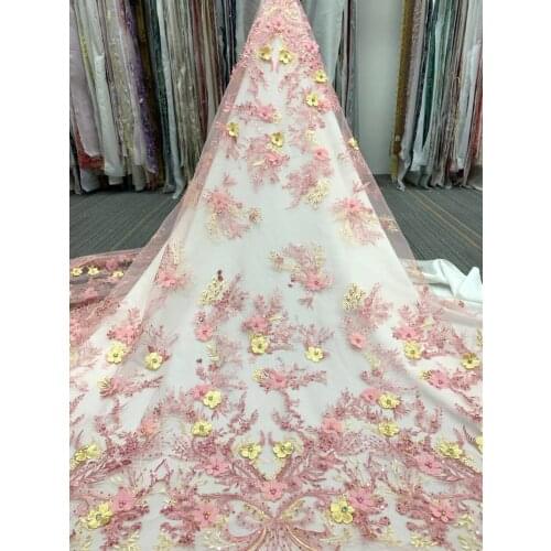New Luxury African Lace Fabric with beads French Net SYJ-588886 High Quality Embroidery Nigerian Wedding Party