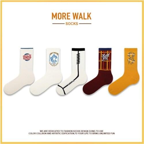 Original Ins Port Wind Tube Men Socks Letter Japanese Harajuku Street Tide Skate Couple Board Socks
