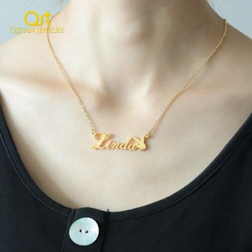 Personalized Rabbit Symbol Name Necklace Customized Nameplate Necklaces Stainless Steel Jewelry Christmas Gifts For Women