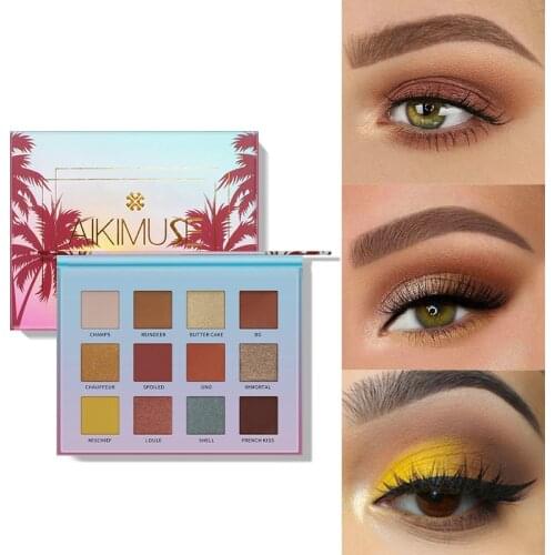 Eyeshadow Palette 12 Colors Sunset High Bright Pigment Glitter Eye Shadow Waterproof Makeup Long Lasting Natural Cosmetic