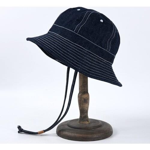 Cowboy Bucket Hat Spring And Summer Womens Panama Black Blue Cowboy Fishermans Hat Outdoor Simple Cotton Men Fisherman Hat