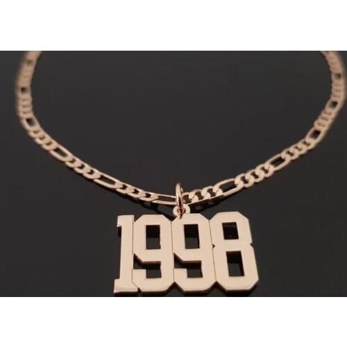 Personalized Number Year Necklaces Womens Christmas Gifts Stainless Steel Custom Name Necklaces Nameplate Pendants Collier BFF