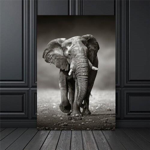 Wild Animals Black Africa Elephants Canvas Painting Scandinavia Posters and Prints Cuadros Wall Art Pictures For Living Room