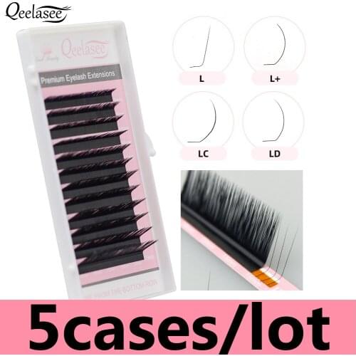 Qeelasee 5 trays L/L+/LC/LD curl False Eyelash Extensions Mink Black Material 8-15mm Mixed Tray L curl Makeup Lashes
