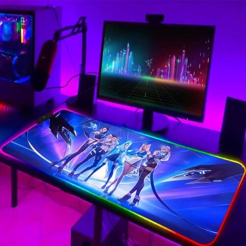 LOL KDA ALL OUT Mouse Pad RGB LED Akali League of Legends Carpet Gamer PC Computer Keyboard Gaming Accessories Table XL Mousepad