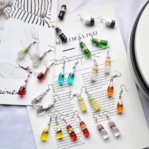 Fruit drink bottle Drop Earrings for Women Fashion Accessories Girl DIY Handmade Unique Personality Dangle Earrings Jewelry Gift