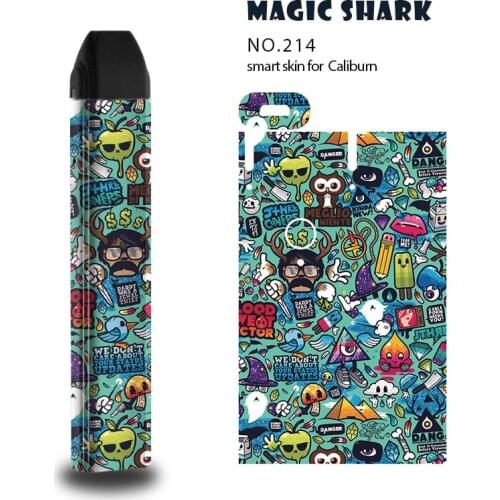 Magic Shark Leaf V-Vendetta Wood Print Flower Fashion Sticker Wrap Skin Film Case for Uwell Caliburn