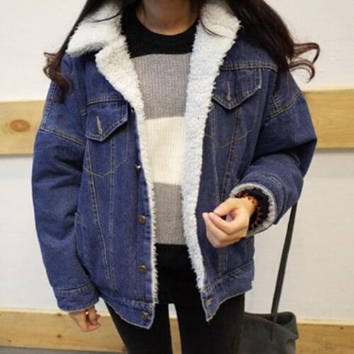 ZG1500 new 2020 autumn winter women fashion casual loose thicken single-breasted denim jacket coat cheap wholesale