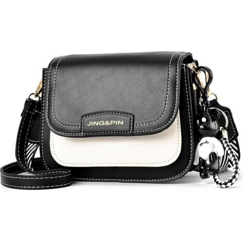 2021 new womens shoulder bag color contrast slant cross small square bag fashion trend foreign style Pu womens bag