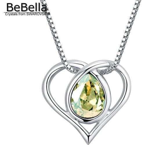 BeBella heart love pendant necklace with Crystals from Swarovski fashion jewelry for women girl Valentine Day birthday gift