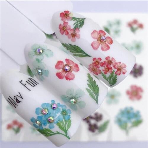 YZWLE 1 Sheet Summer Series Nail Water Decals Flower Fruit Pattern Tranfer Sticker Nail Art Decoration
