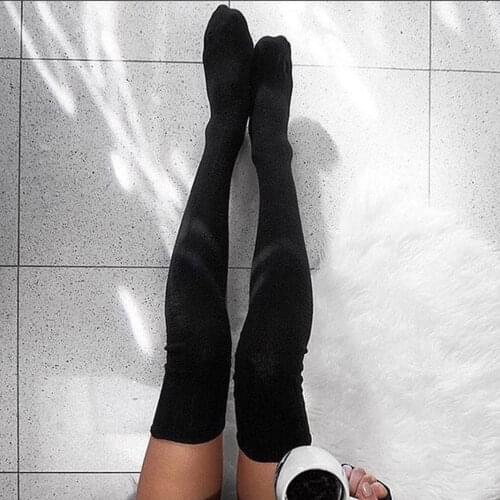 1 pair Solid Colors Knitted Sexy Stocking Women Warm Thigh High Over the Knee Socks Fashion Ladies Stockings