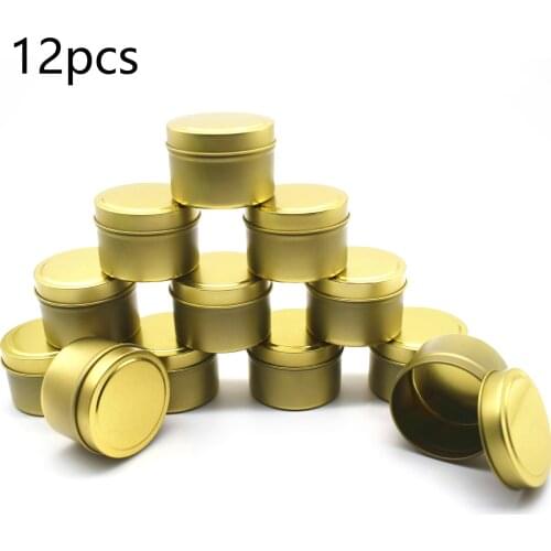 12pcs 200ml Empty Aluminum Tin Jar with Lid Bulk Round Tea Container Candle Can Storage Packaging Box Black Gold Silver