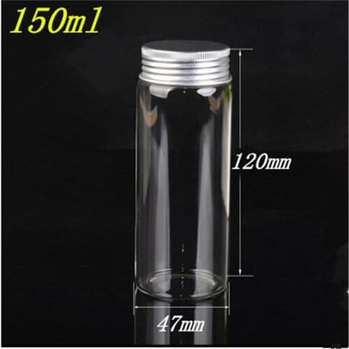12 pcs 47x120 mm 150 ml Aluminum Screw Cap Glass Bottles Candy Bottles Wishing Stars Jars Small Glass Vials Containers