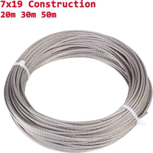 100/164 Feet 1/8 Inch 316 Stainless Steel Aircraft Wire Rope for Deck Cable Railing Kit,7x19