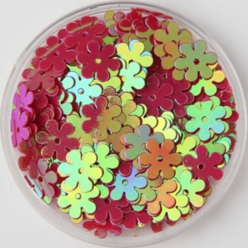 3000pcs/lot 9mm Flat Flower Centre Hole Loose Sequins Sewing Kids DIY Garment ,Wedding Craft,Accessories Red AB