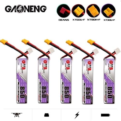 5Pcs/Set GNB 2S 7.6V 850mAh 60C/120C HV Lipo Battery T/XT60U-F/XT90H-F/XT30U-F Plug for RC Quadcopter FPV Racing Drone Battery