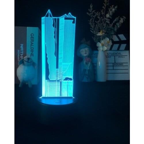 Acrylic LED Night Light Bedroom 3D Table Lamp The World Trade Center Image Atmosphere Nightlight Bluetooth Speaker Birthday Gift