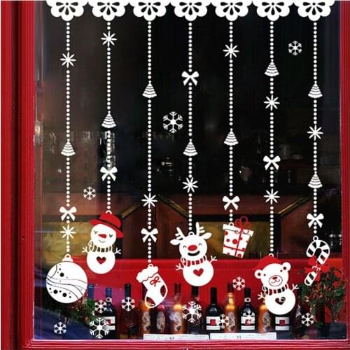 White Christmas Decorations Snowman Door Window Stickers For Living Room Bedroon Shopwindow PVC Waterproof Wall Decals 60*90CM