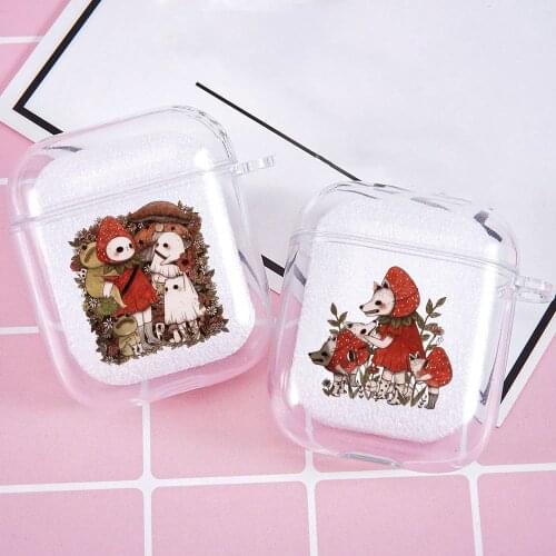 Cute Mushroom Art Earphone Case for Apple Airpods 2 1 Wireless Headphone Transparent Cover for Air Pods
